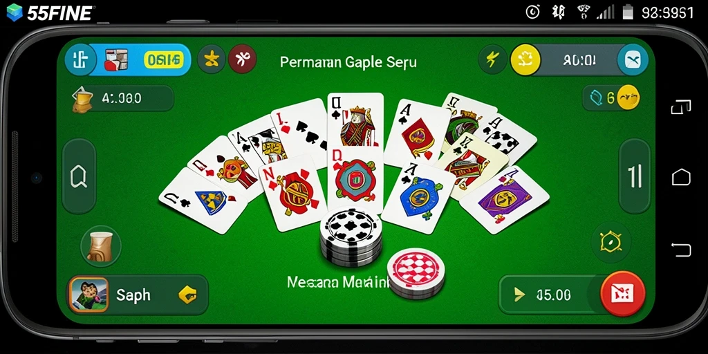 Tampilan gameplay seru dari 55FIVE, permainan Gaple yang menantang.