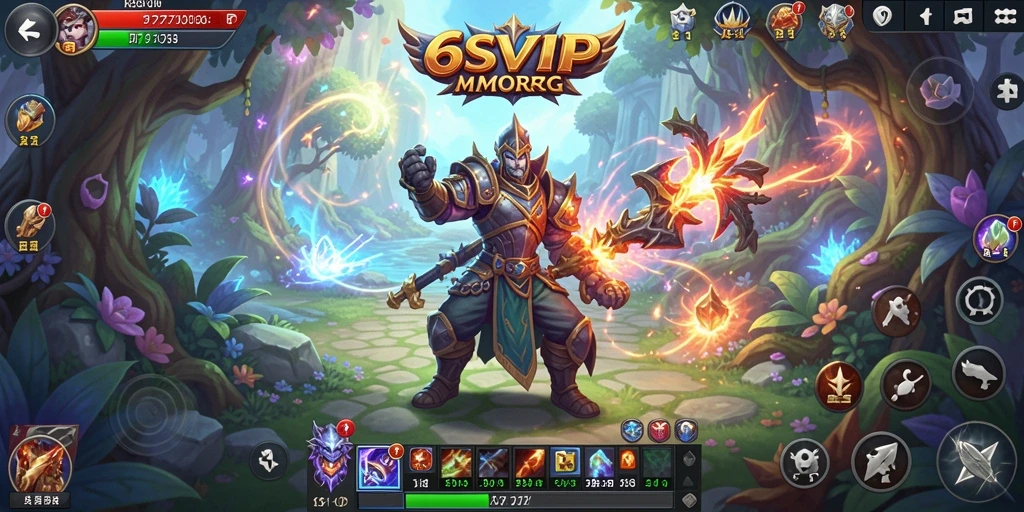 Screenshot gameplay 6SVIP yang menampilkan pertarungan epik dalam dunia MMORPG.