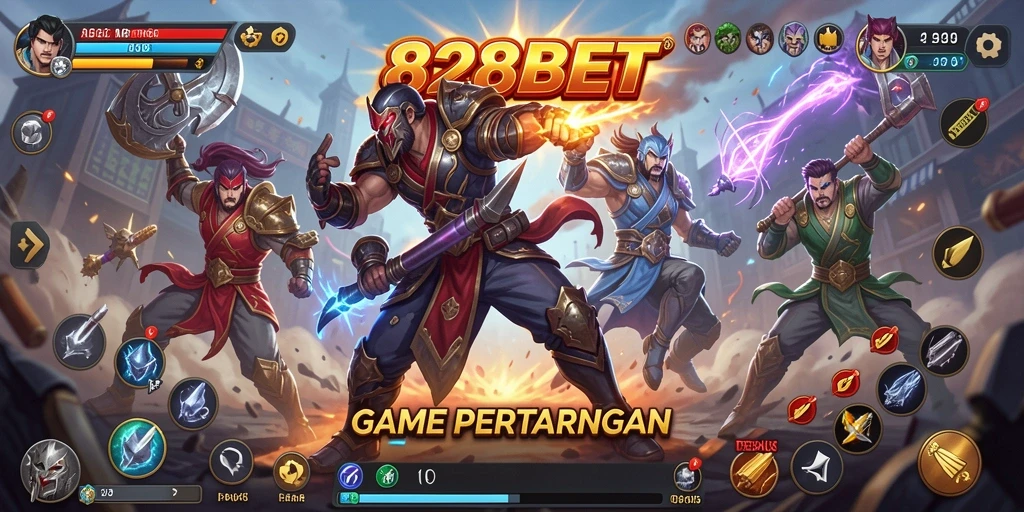 Tampilan screenshot utama 828BET menampilkan aksi pertarungan yang mendebarkan.