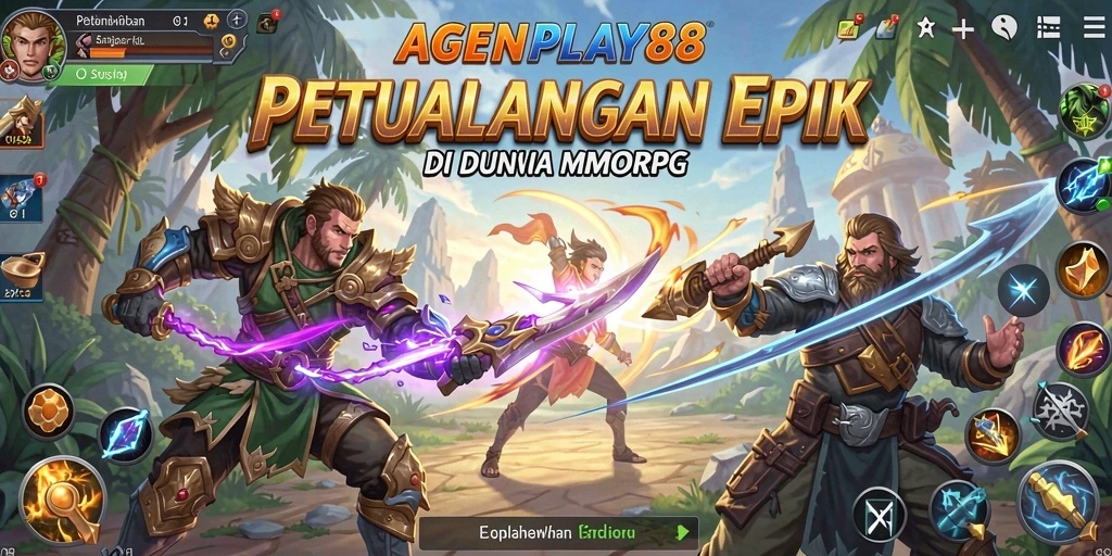 Tangkapan layar utama AGENPLAY88 menampilkan aksi seru dalam pertarungan MMORPG.