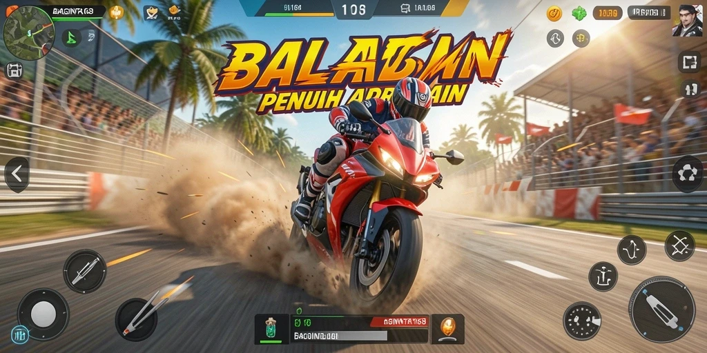 Gameplay balapan motor yang intens dan menegangkan di BAGINTA168.