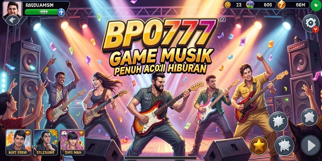 Tampilan gameplay BPO777 menampilkan interaksi musik yang dinamis.