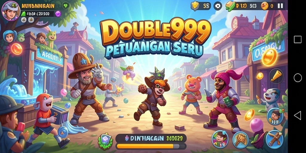 Tampilan gameplay DOUBLE999 yang penuh aksi dan warna.