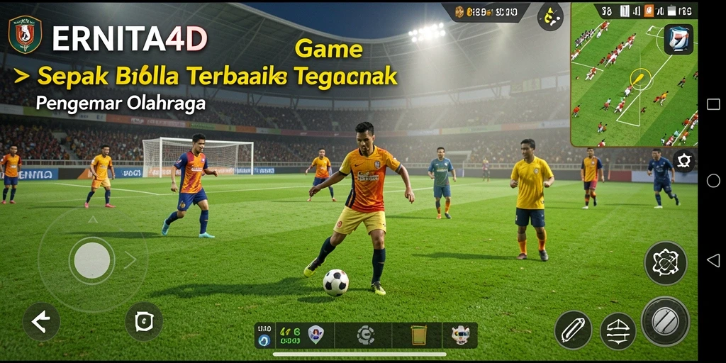 Tampilan gameplay dinamis ERNITA4D yang penuh aksi di lapangan sepak bola.