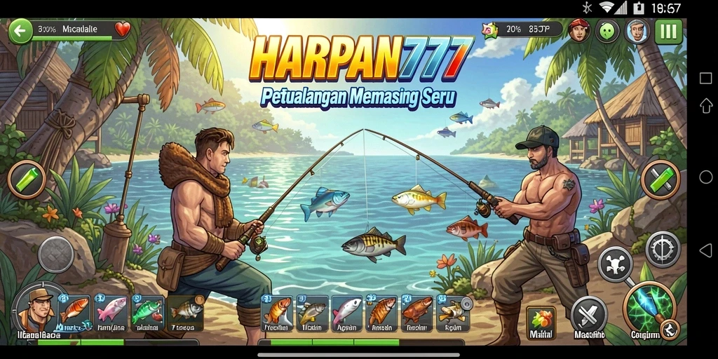 Tampilan gameplay HARAPAN777 yang menampilkan aksi memancing seru.