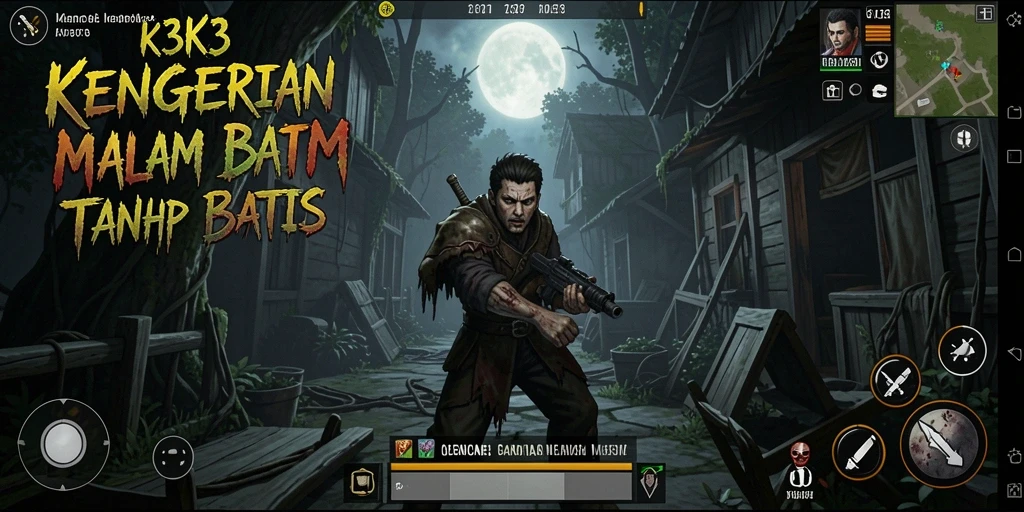 Screenshot gameplay <strong>K3K3</strong> menunjukkan suasana Horror yang mencekam.