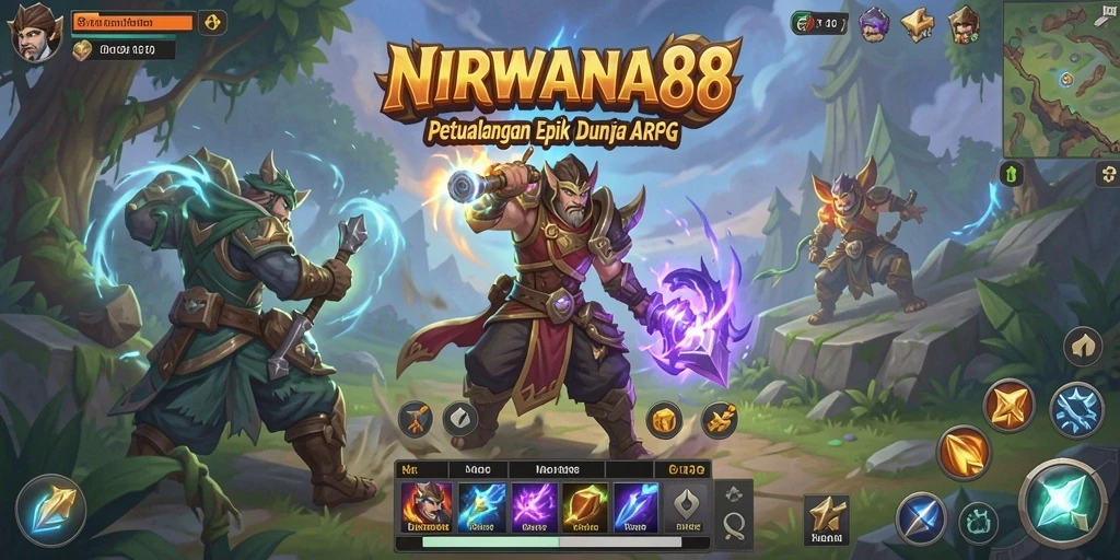 Tampilan gameplay menarik dari NIRWANA88 saat bertempur dengan monster.