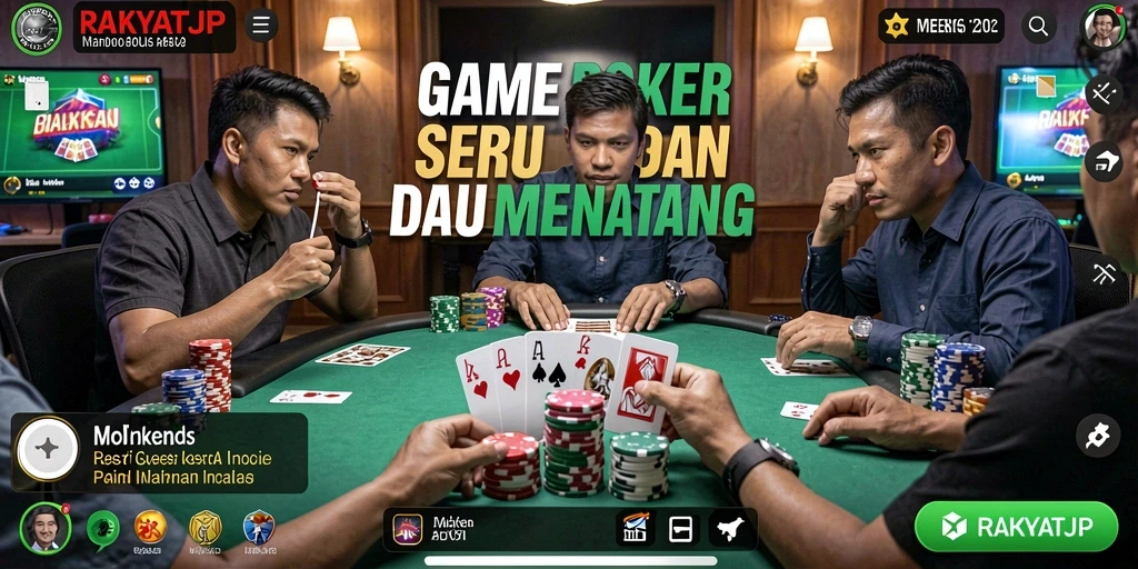 Tampilan gameplay Poker yang mendebarkan di RAKYATJP.
