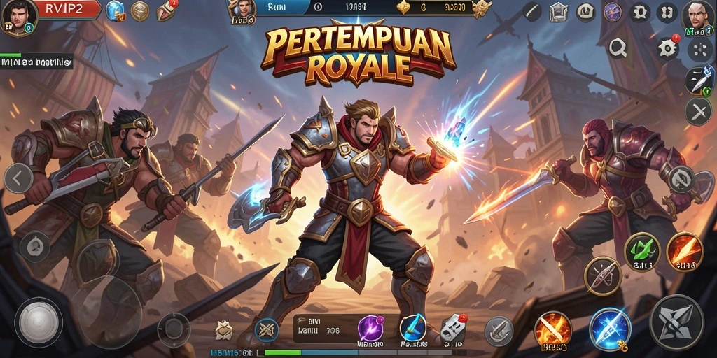 Screenshot gameplay RVIP2 yang menunjukkan pertempuran intens Battle Royale.