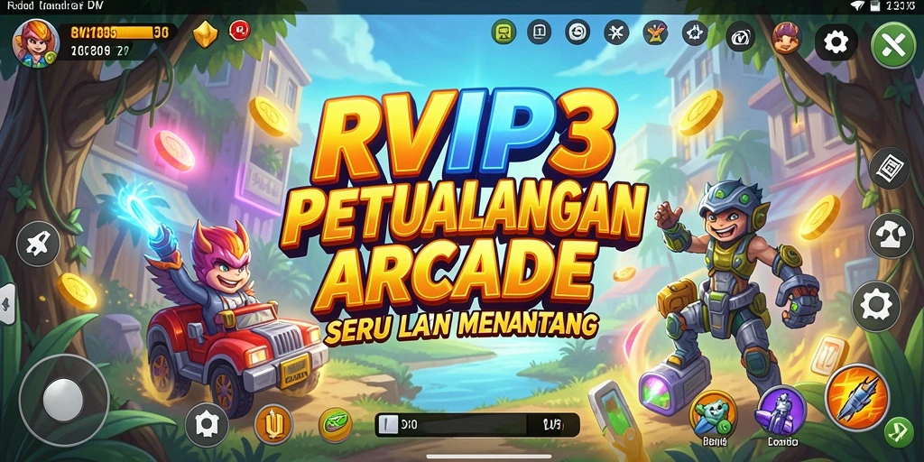Tangkapan layar utama RVIP3 menunjukkan aksi mengasyikkan dalam gameplay Arcade.