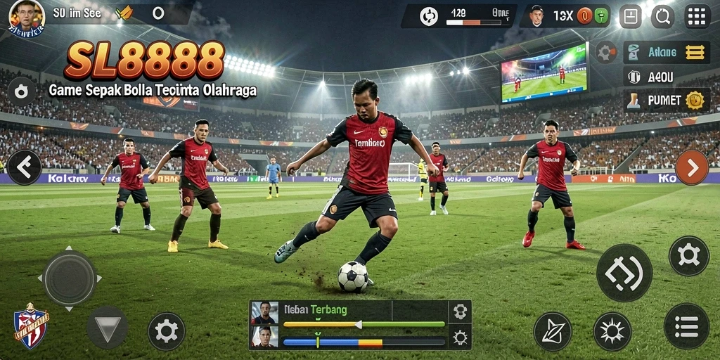Tampilan gameplay menarik di SL888, penuh aksi sepak bola.