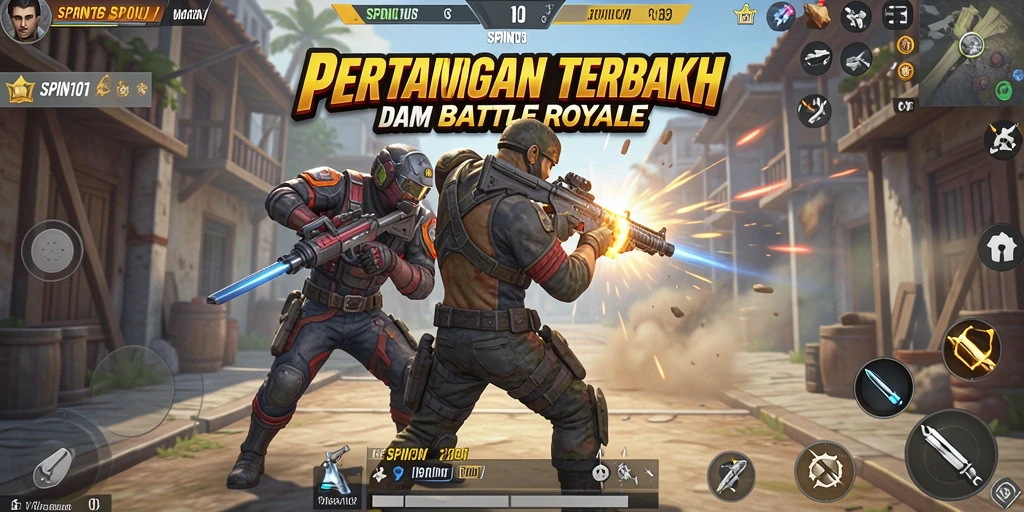 Tampilan screenshot SPIN101 menampilkan pertempuran sengit dalam mode Battle Royale.