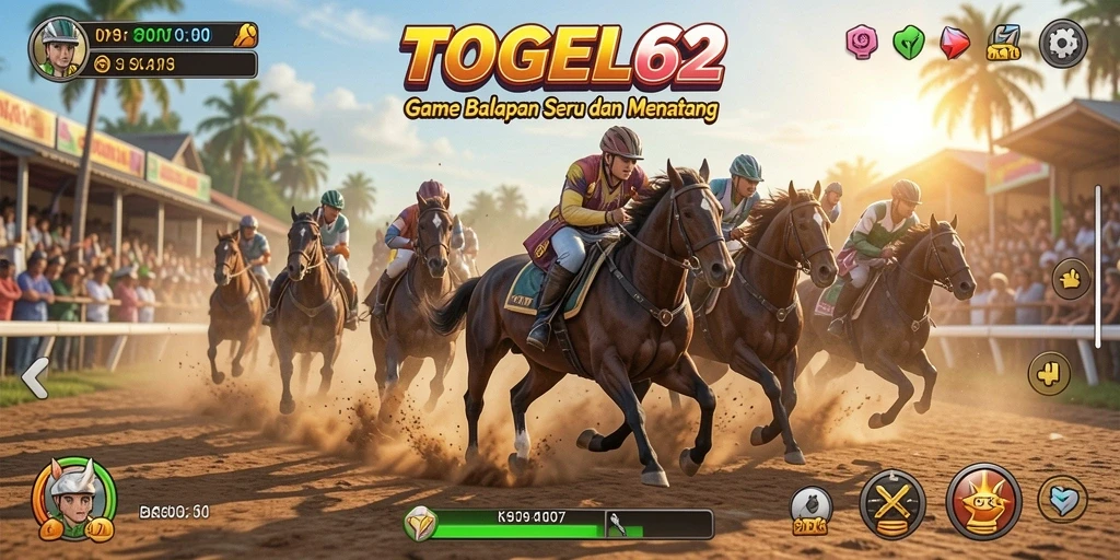 Screenshot gameplay TOGEL62 menampilkan balapan mendebarkan dengan berbagai kendaraan.