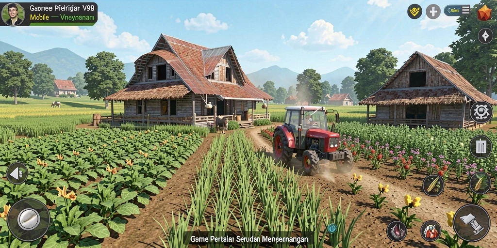 Gameplay Farming yang seru dan menarik dari V98.