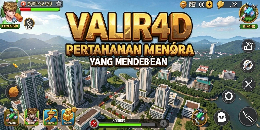 Tampilan gameplay <strong>VALIR4D</strong> dengan strategi pertahanan menara yang mendebarkan.