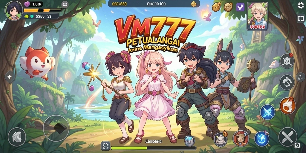Tampilan gameplay VM777 dengan karakter anime yang menakjubkan.